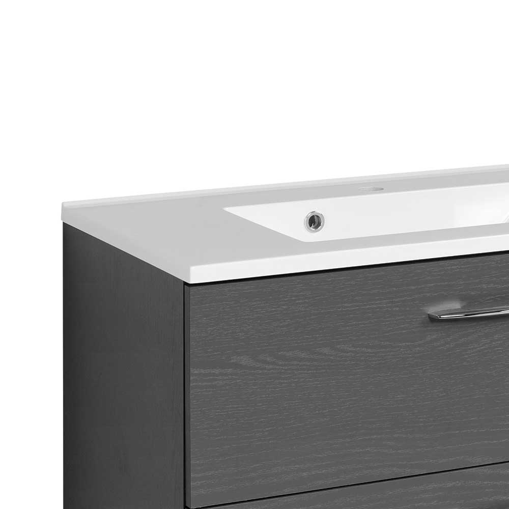 Badezimmer Waschbeckenschrank Lahabana in Grau mit Schubladen