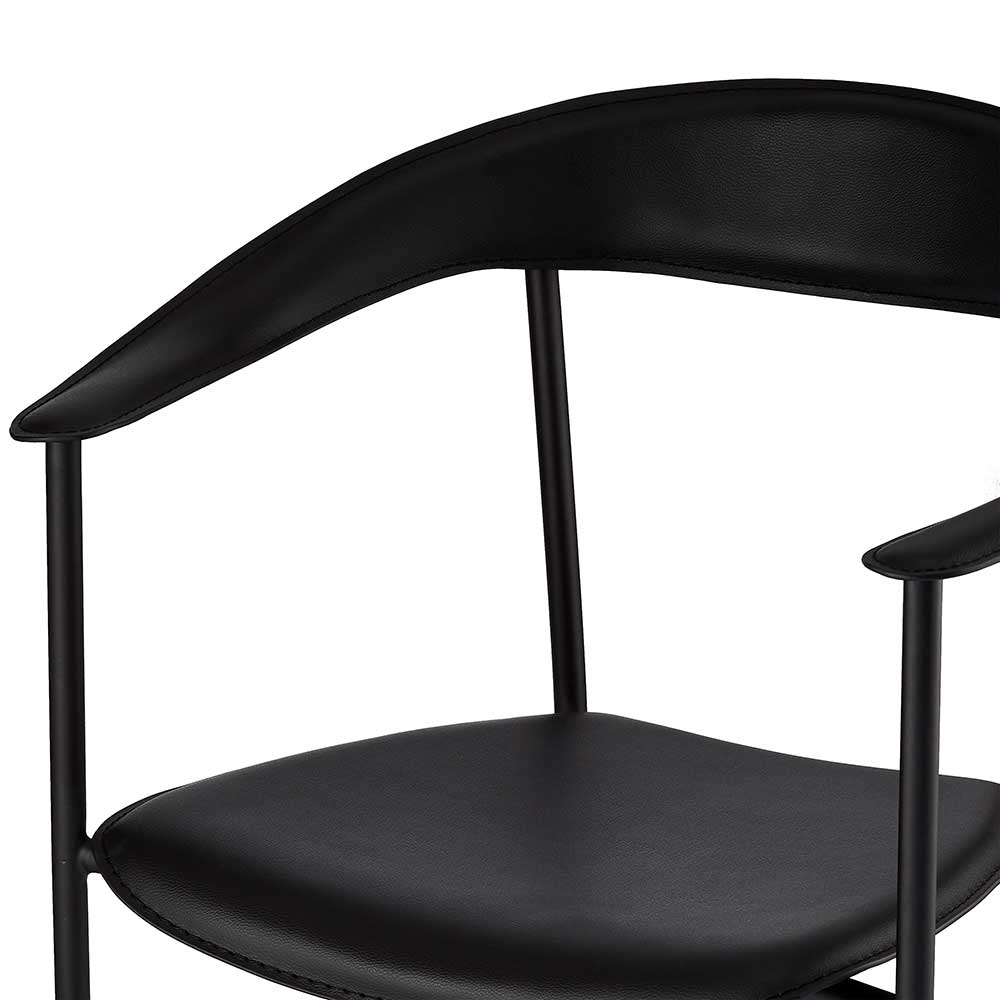 Armlehnenstühle Darsena in Schwarz Kunstleder mit Metallgestell (4er Set)