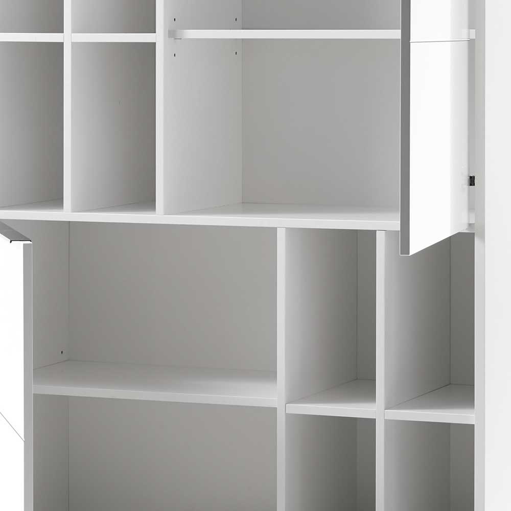 Wohnzimmer Highboard Privonda in Weiß und Schwarz 100 cm breit