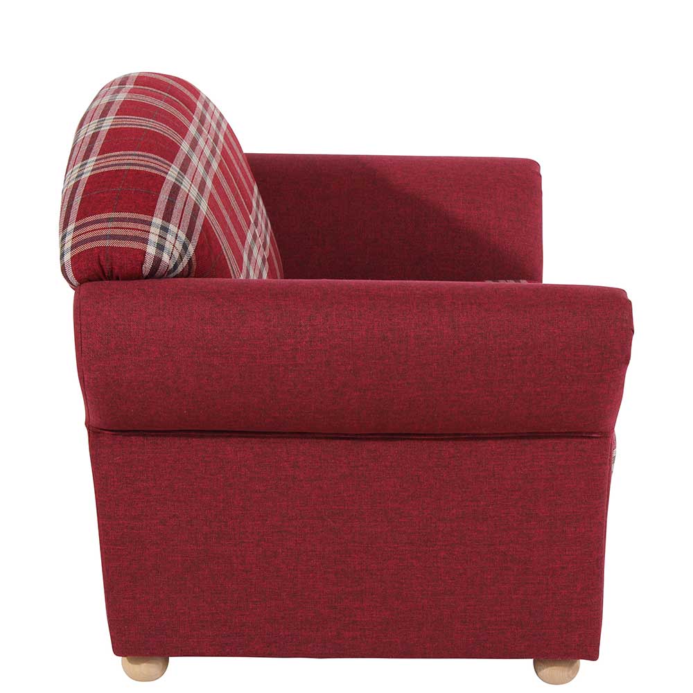 Landhausstil Wohnzimmer Couch Riscos in Rot kariert 151 cm breit