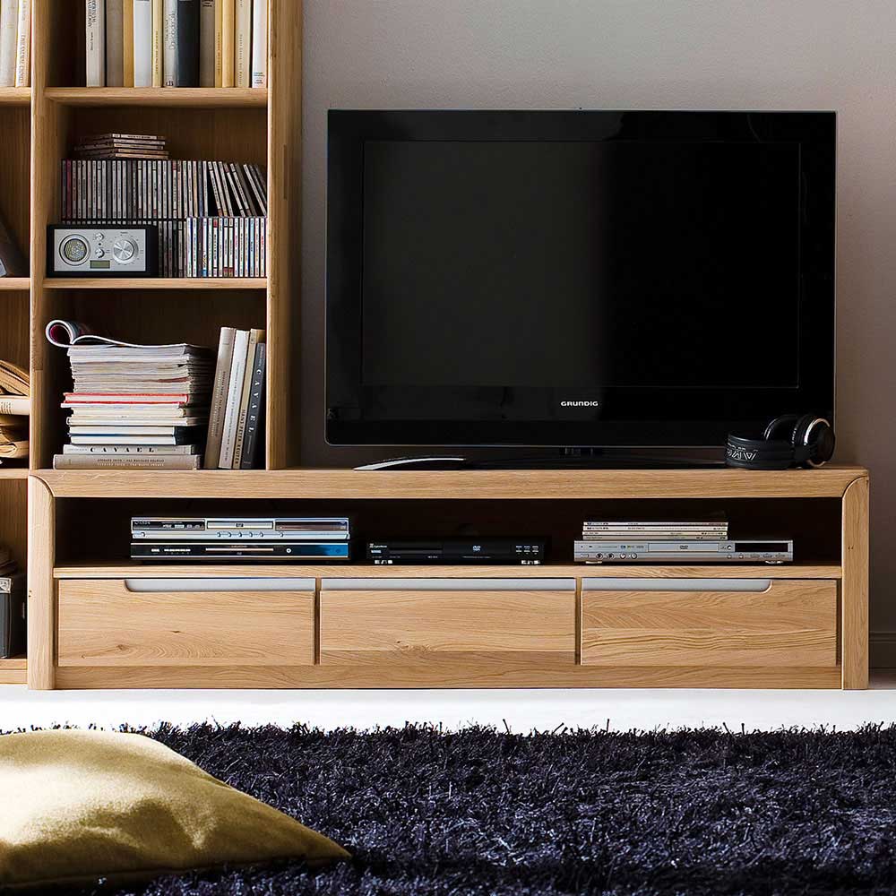 TV Unterschrank Vlarenzo aus Wildeiche Bianco 165 cm breit