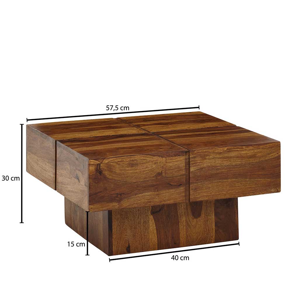 Block Couchtisch Holz Satos in modernem Design 58x58 cm