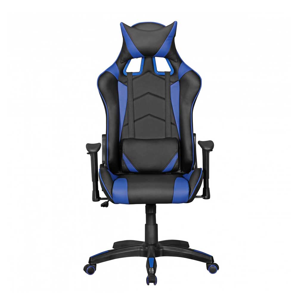 Verstellbarer Gaming Stuhl Lania & Schwarz in hoher Blau Lehne mit