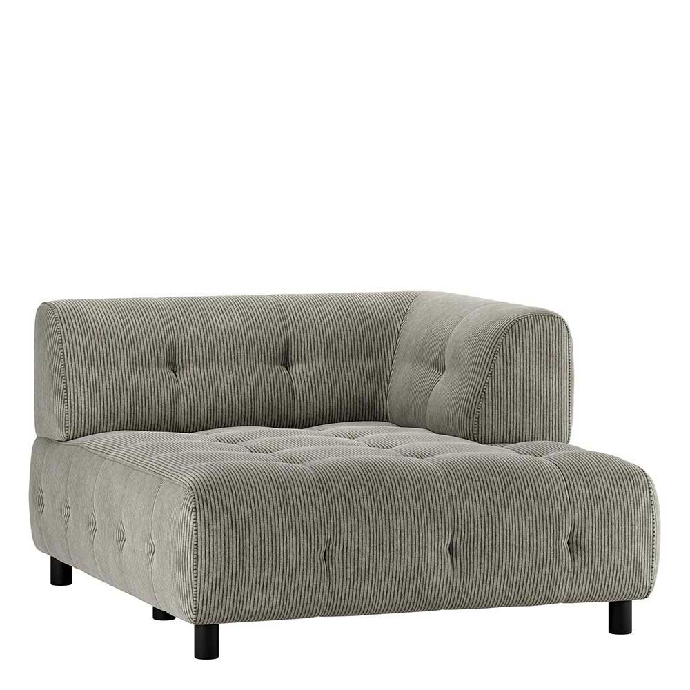 Graugrünes Sofa-Element Catluma aus Cord mit Armlehne rechts
