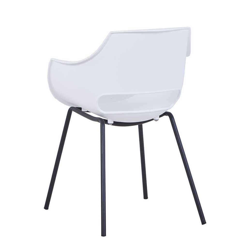 Kunststoff Esstisch Stühle Oledo in Schwarz und Weiß mit Armlehnen (2er Set)