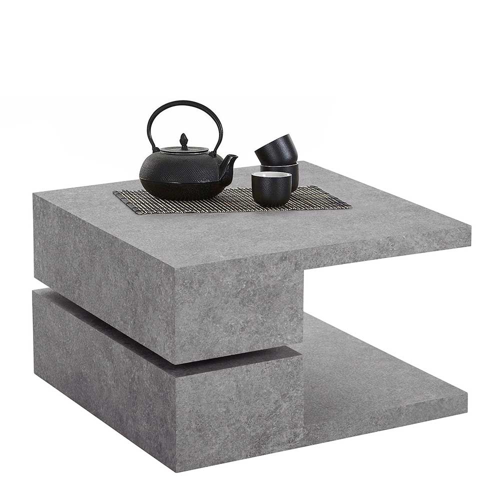 Couchtisch Tirenaso in Beton Grau mit schwenkbarer Tischplatte