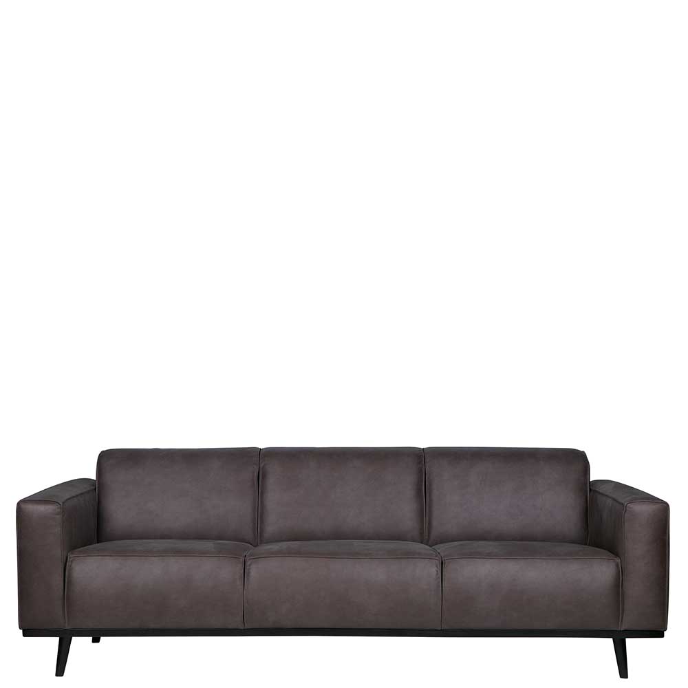 Dreisitzer Couch Bakra in Grau Recyclingleder 230 cm breit