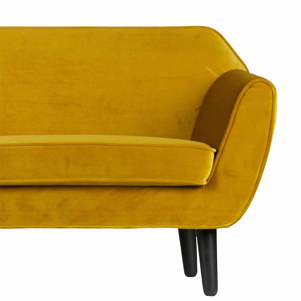 Couch Tambora in Gelb Samt im Retro Design