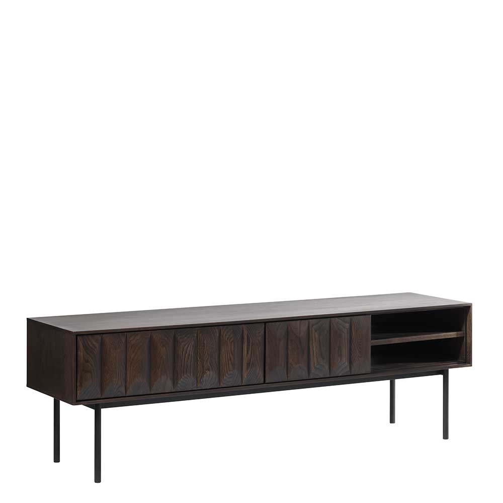 Design TV Tisch Muyana in Schwarz und Eiche dunkel furniert 160 cm breit