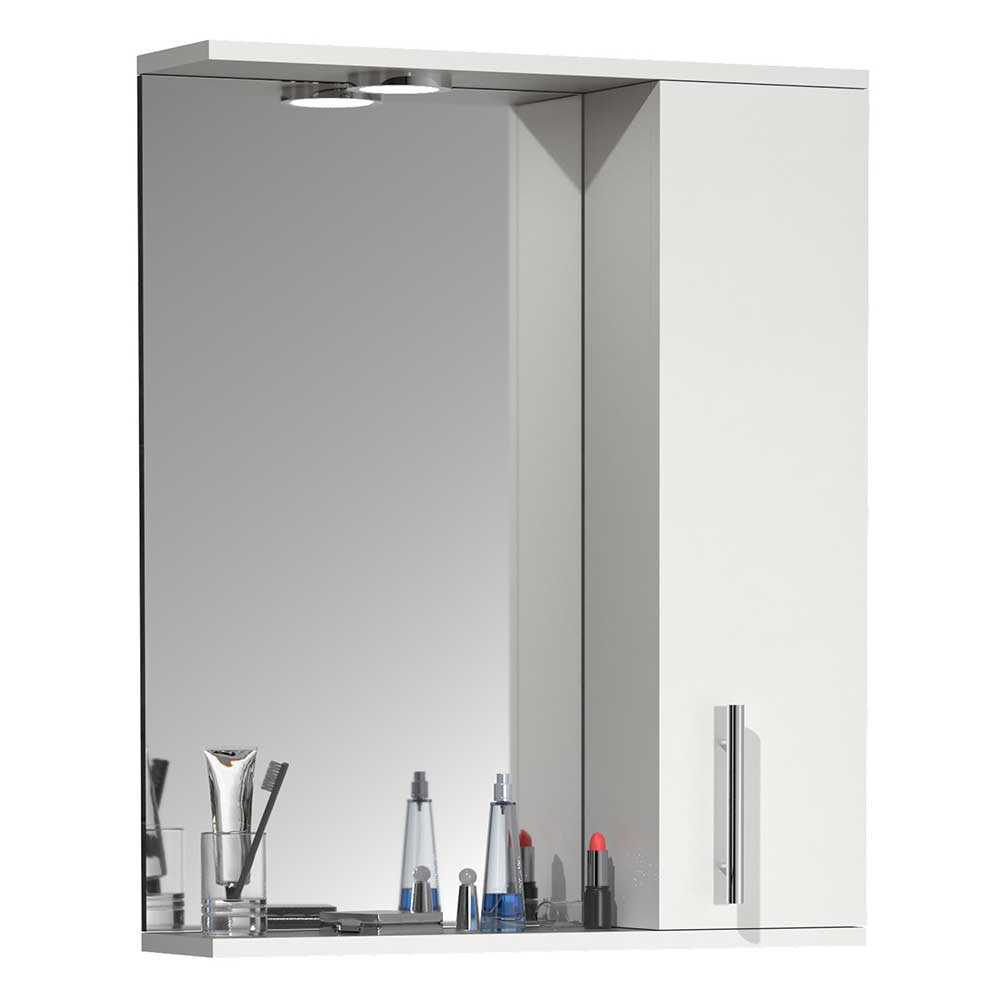 Bad Spiegelschrank weiß Pididos in modernem Design mit LED Beleuchtung