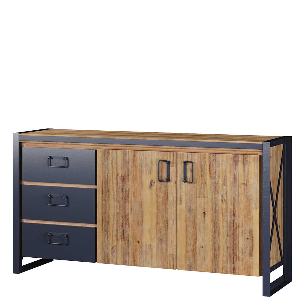 Factory Sideboard Japanna aus Akazie Massivholz und Metall 150 cm breit