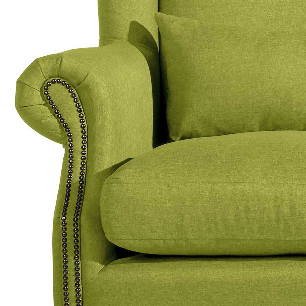 Dreisitzer Couch Vintage Como in Gelbgrün 234 cm breit