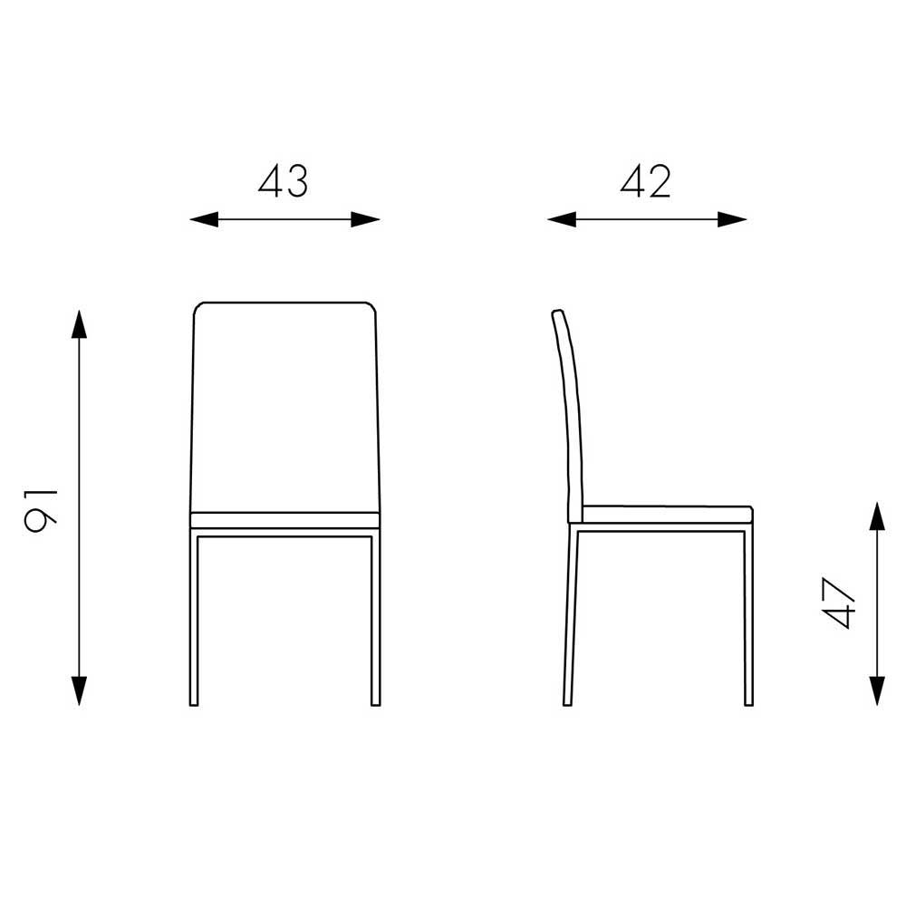Stuhl Fassong in Weiß Kunstleder und Stahl (2er Set)