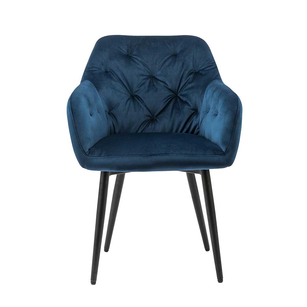 Samt Esstisch Stuhl Giglio in Blau im Retro Design