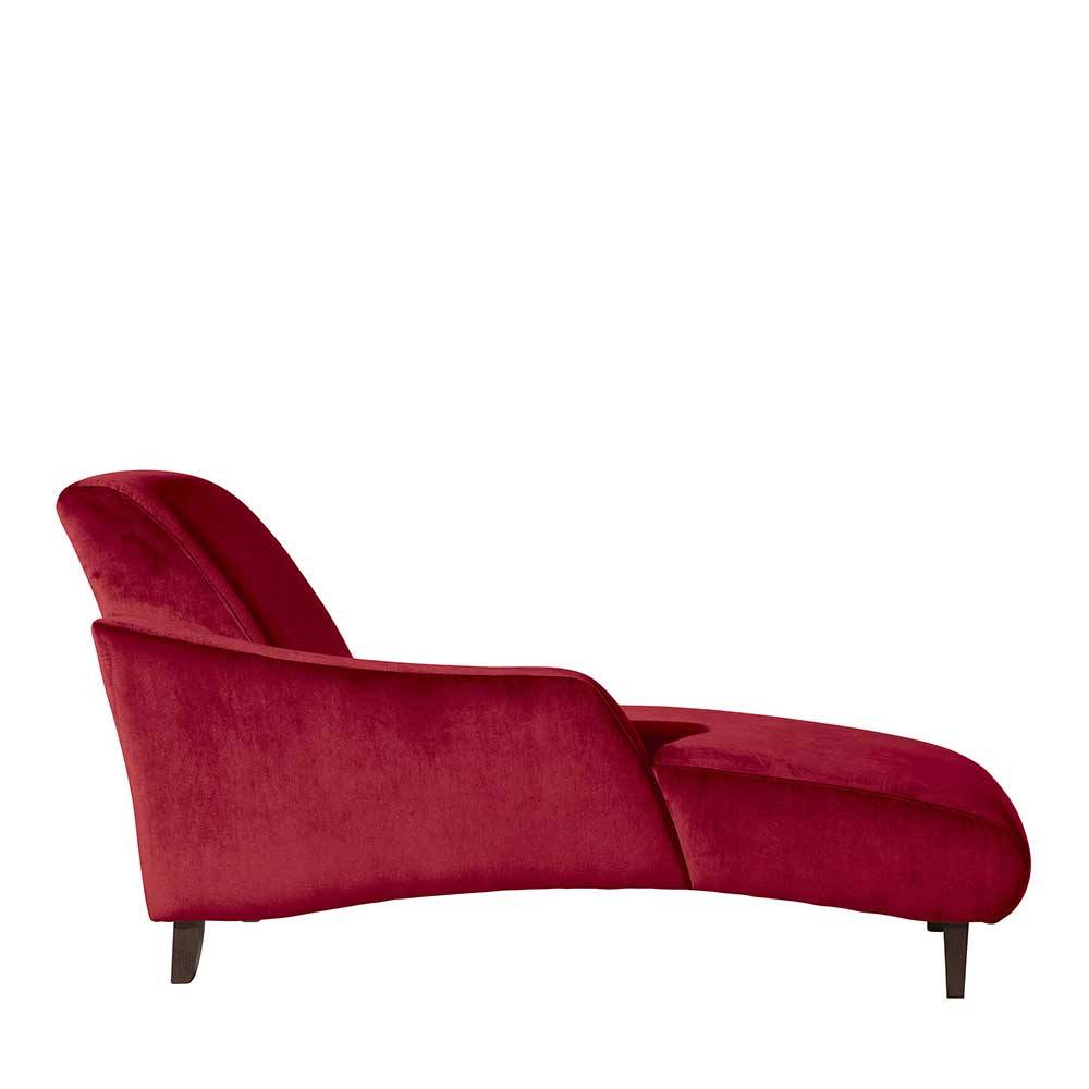 Rote Samtvelours Recamiere Queens im Vintage Look mit 42 cm Sitzhöhe