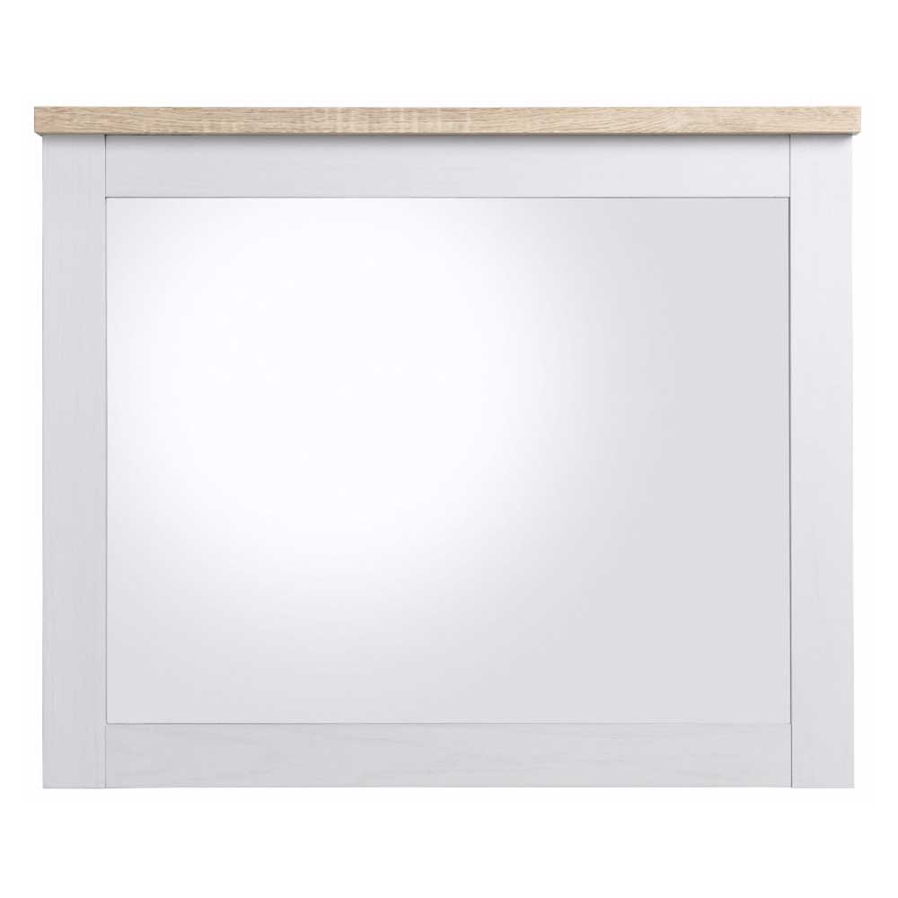 Landhaus Garderoben Spiegel Xalvian in Weiß und Sonoma Eiche 80 cm breit