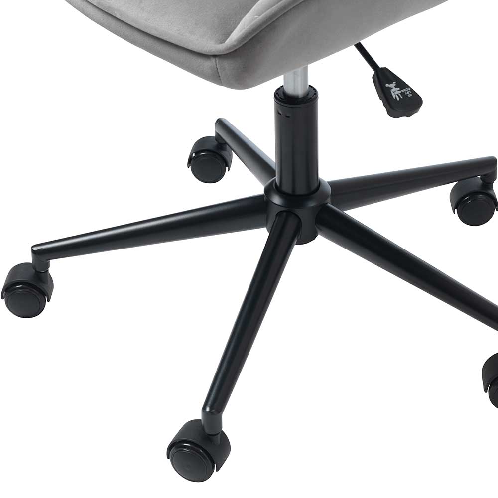 Schreibtischdrehstuhl Valnut in Grau Samt auf Kunststoffrollen