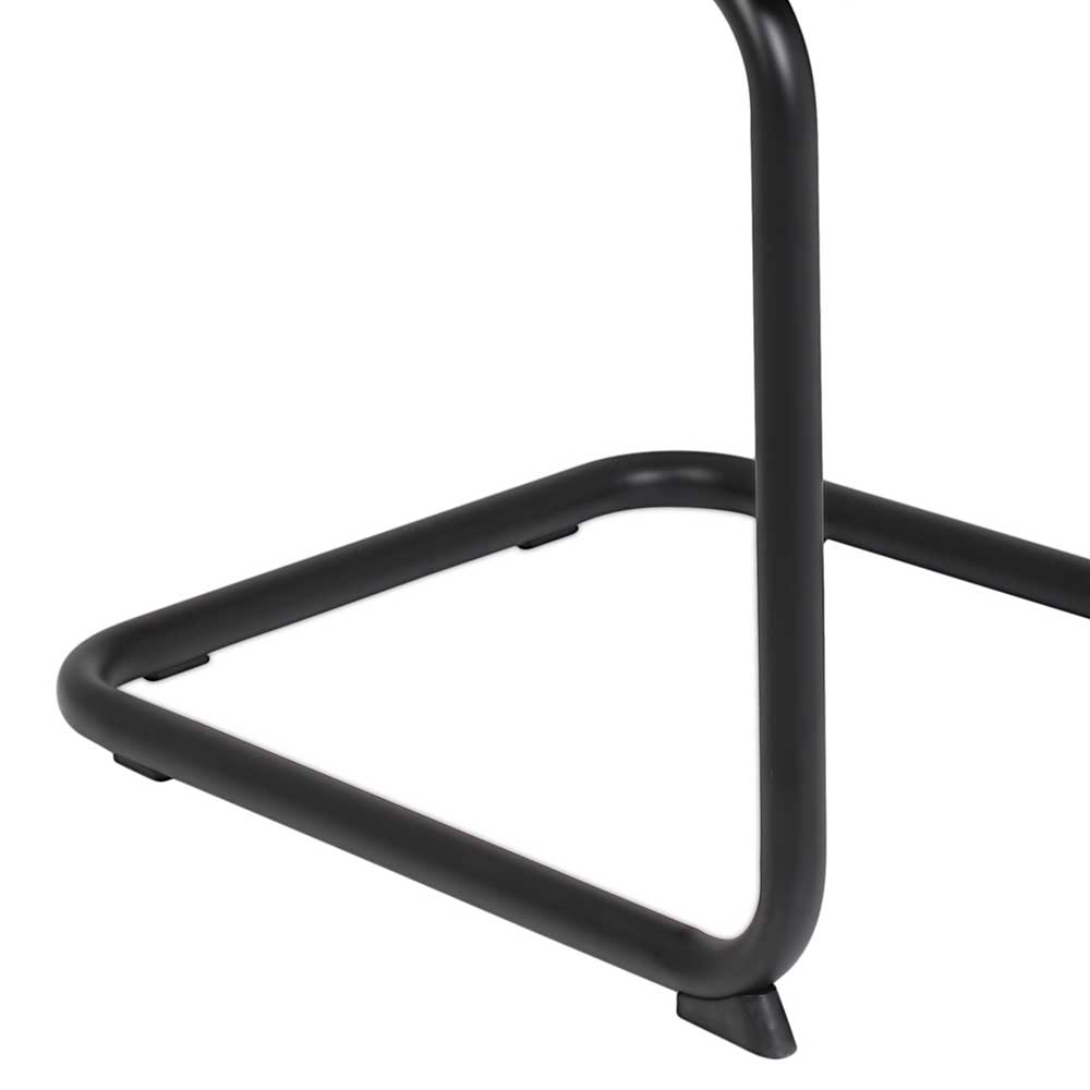 Freischwingerstühle Corres in Grau Samt miit schwarzem Metallgestell (Set)