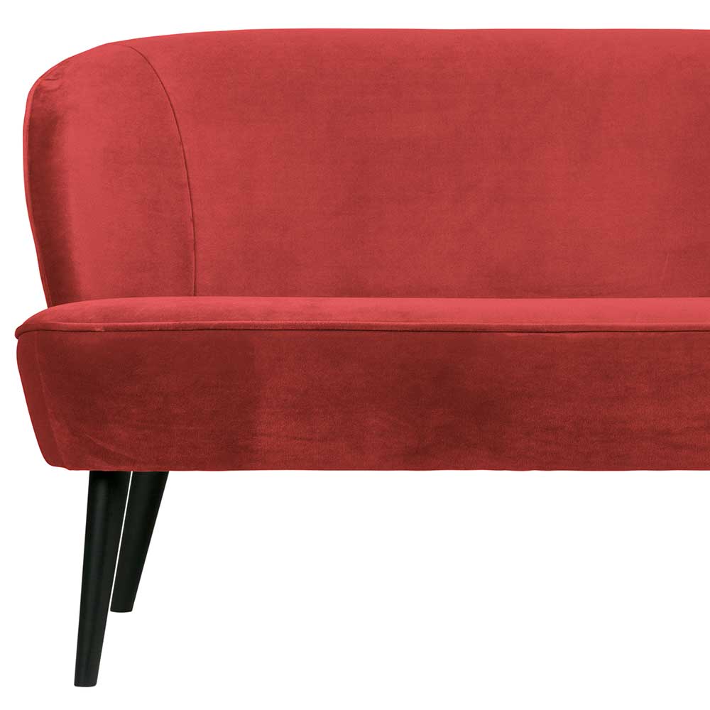 Zweier Sofa Alice in Rot Samt im Retrostil