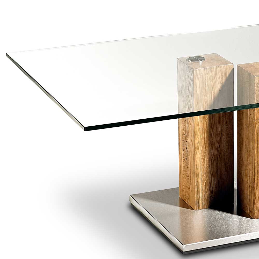 Premium Sofatisch Paper mit rechteckiger Tischplatte aus Klarglas