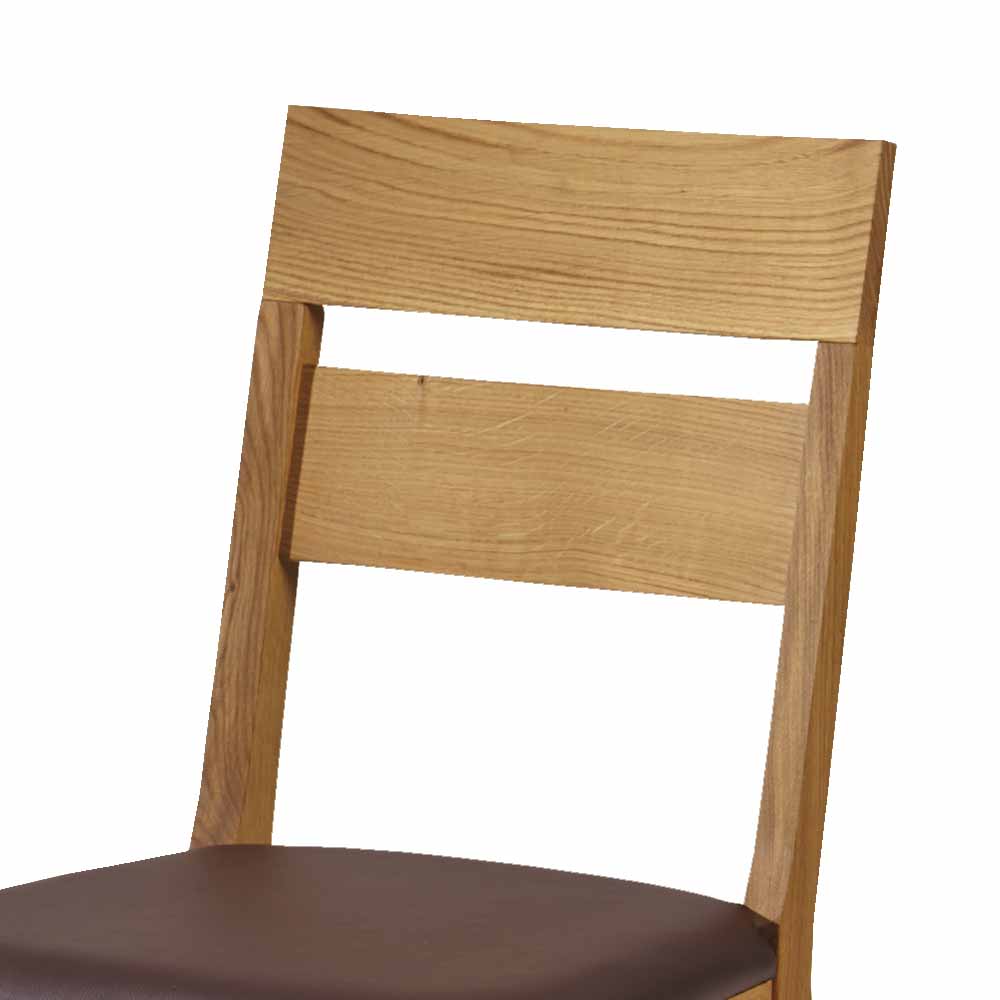 Massivholz Stuhl Eleva aus Wildeiche Massivholz Braun Kunstleder