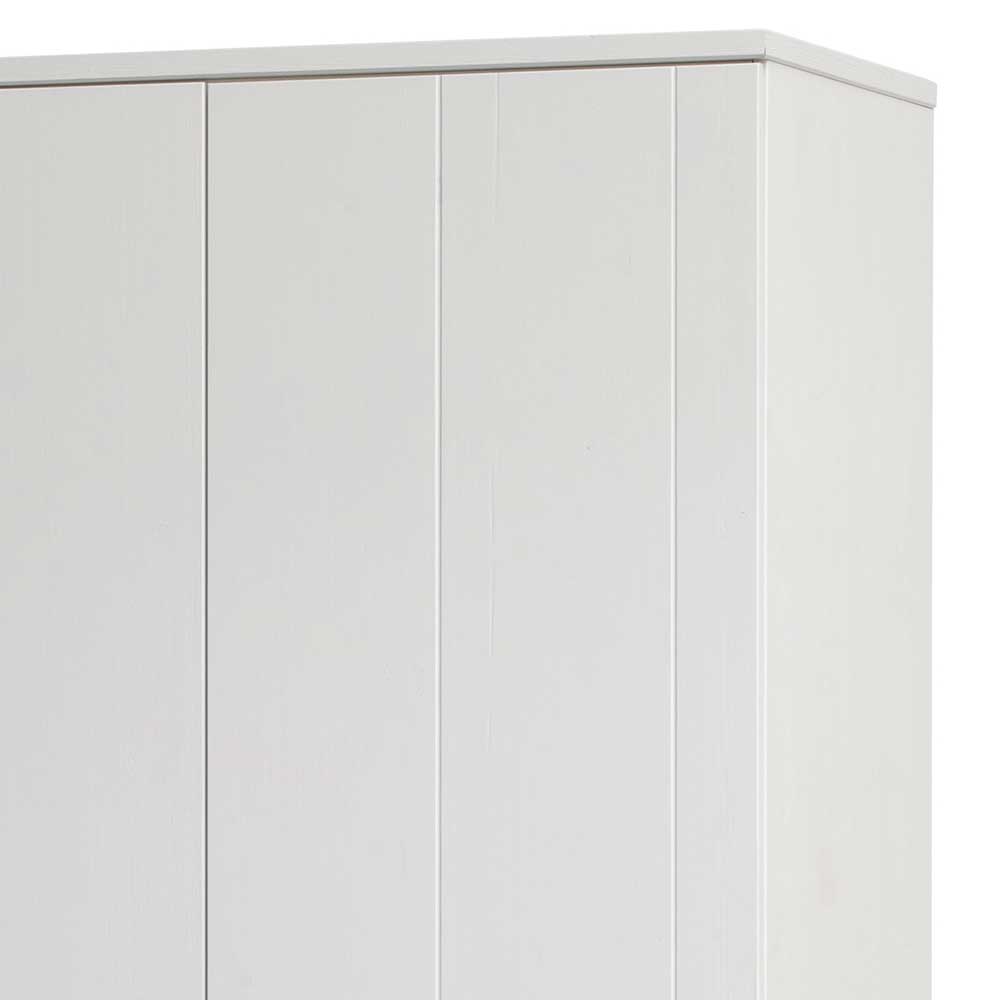Skandi Design Schlafzimmerschrank Pila in Weiß aus Kiefer Massivholz