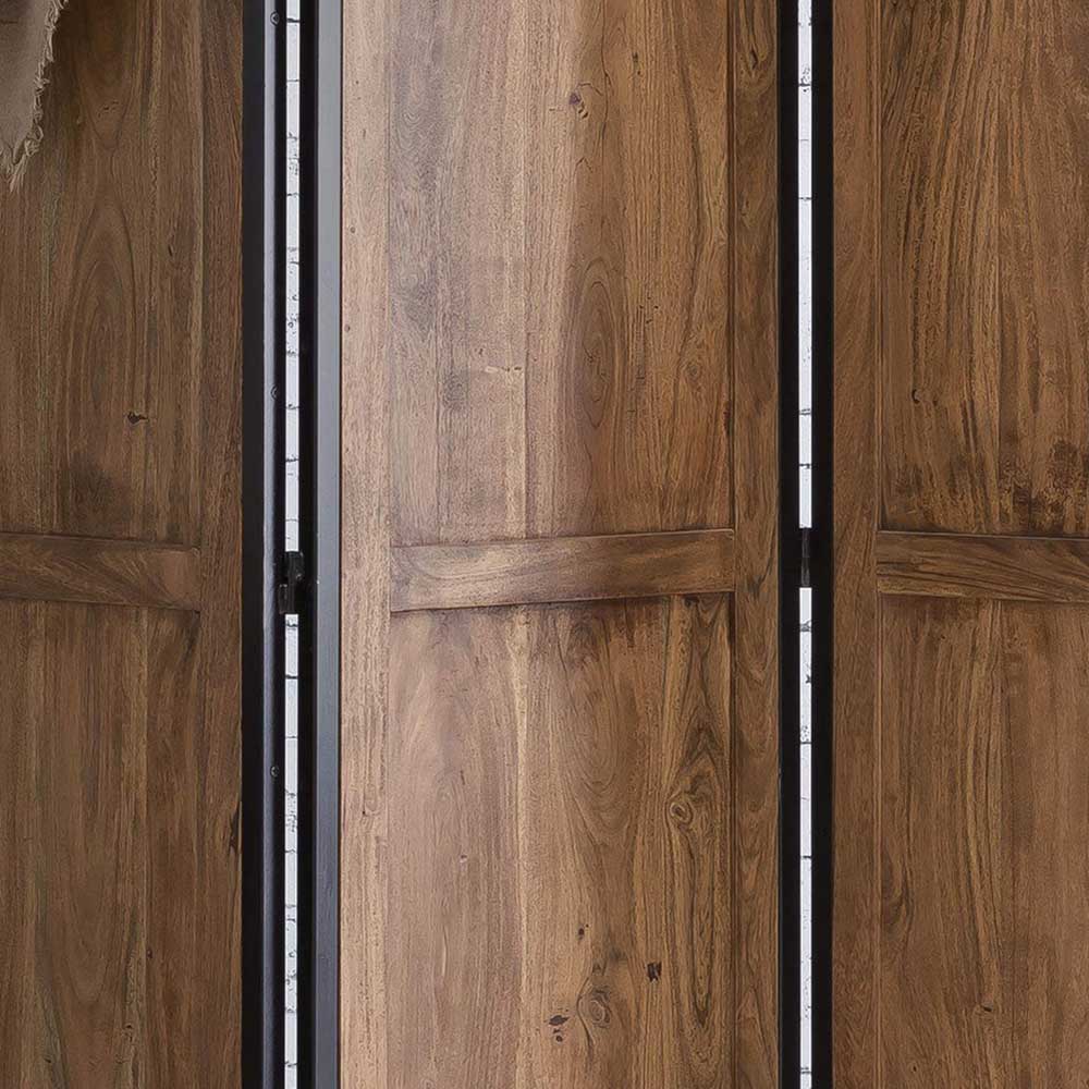 Paravent Cirasva aus Akazie Massivholz und Metall 150 cm breit