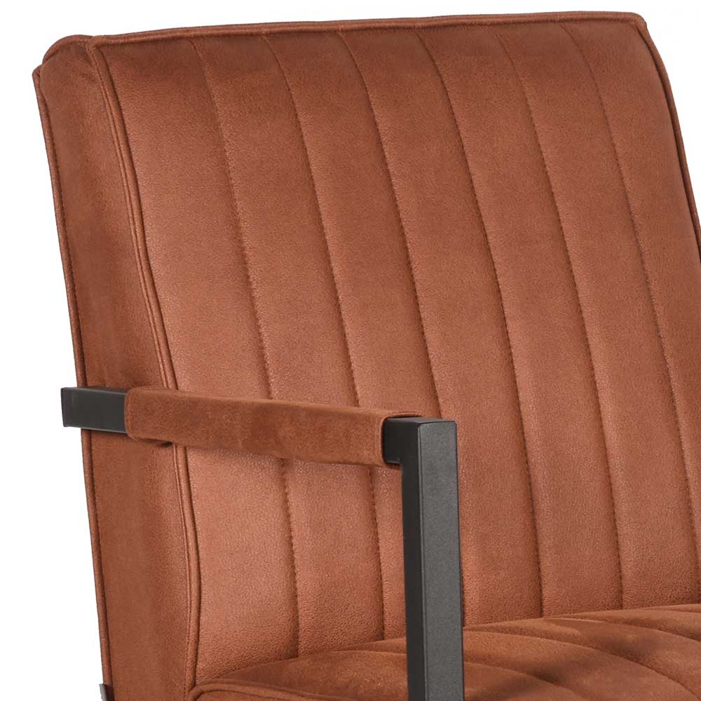 Freischwinger Sessel Tabanan in Cognac Braun Microfaser im Loft Design