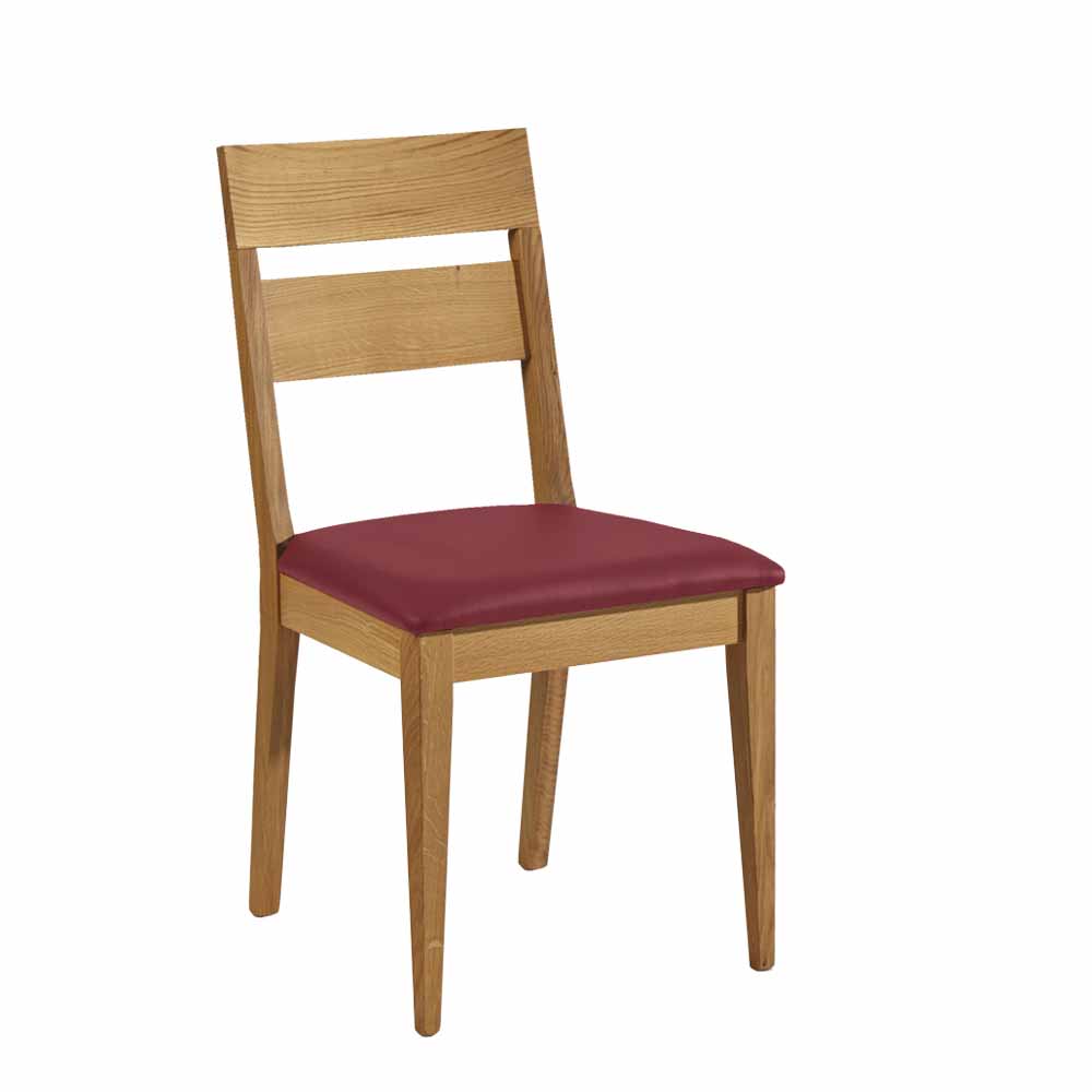 Stuhl Eleva aus Wildeiche Massivholz Rot Kunstleder