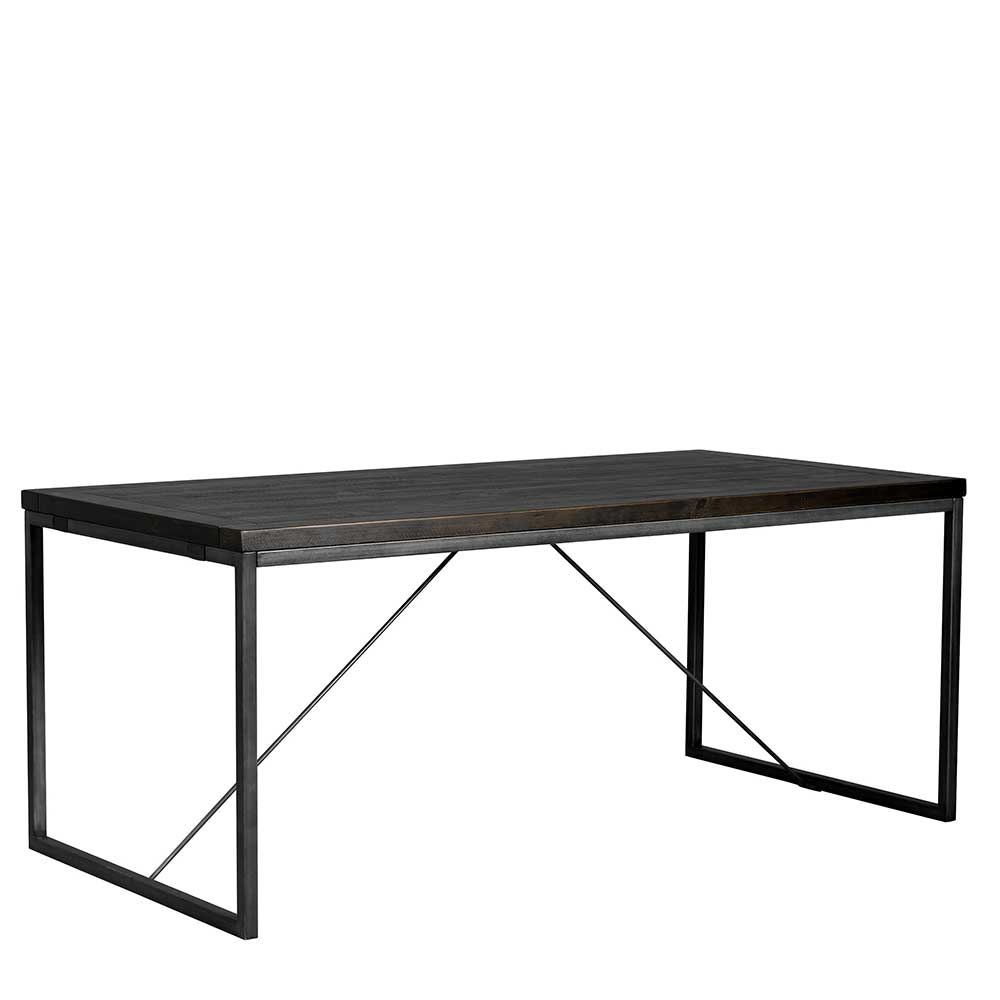 Esszimmer Tisch Cino in Schwarz Kiefer massiv und Grau Stahl