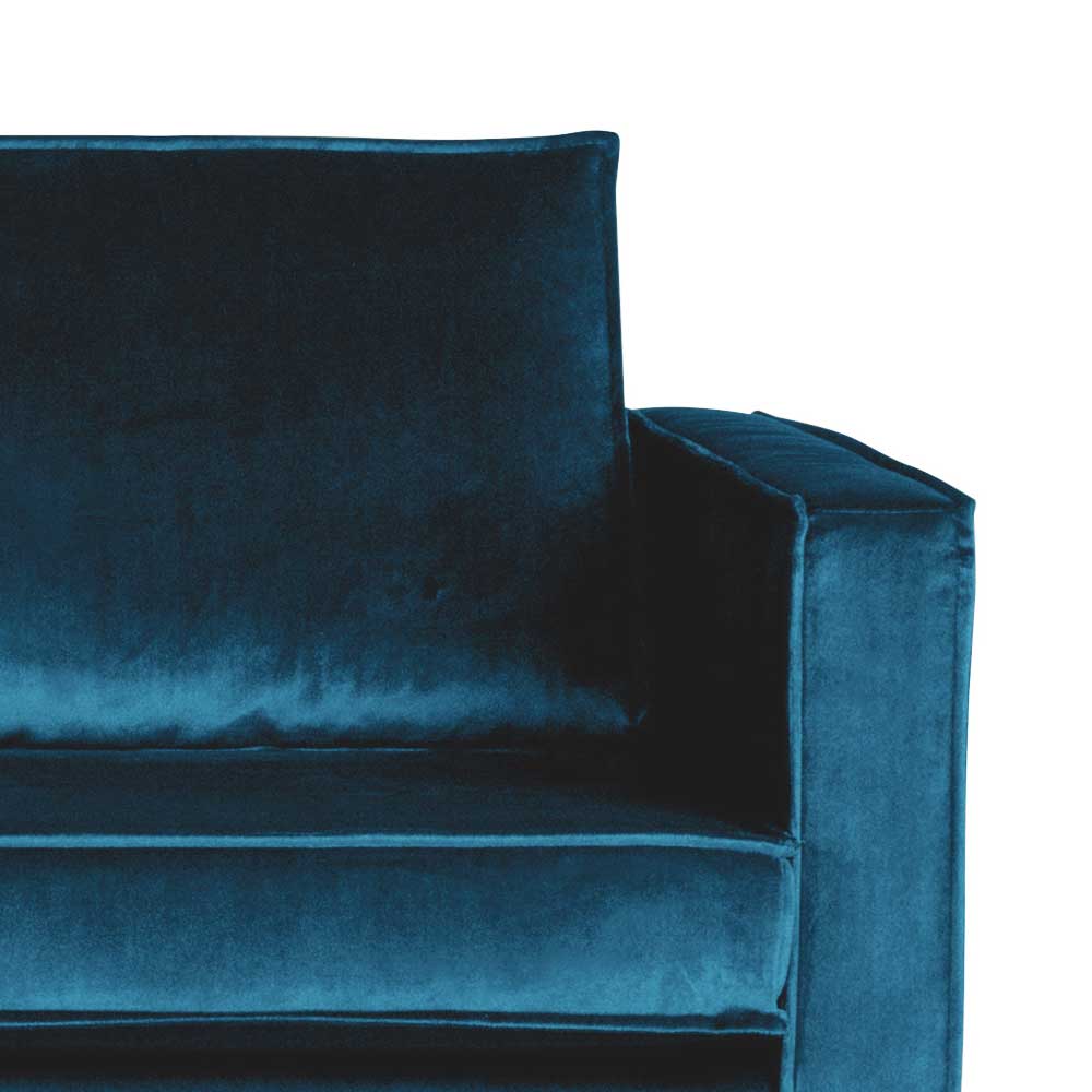Retro Sofa Domago in Blau mit Samtbezug
