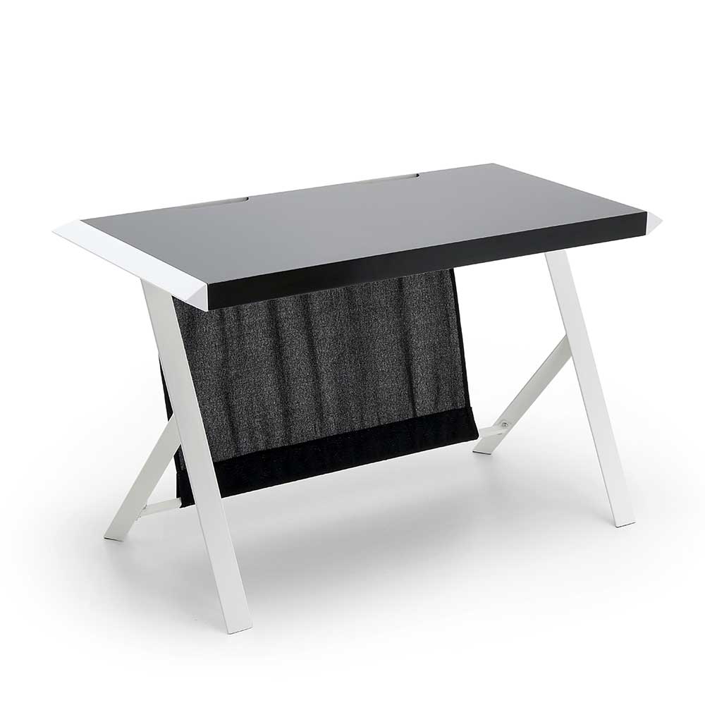 Schreibtisch Zandras in Weiß Schwarz mit Knieraumblende