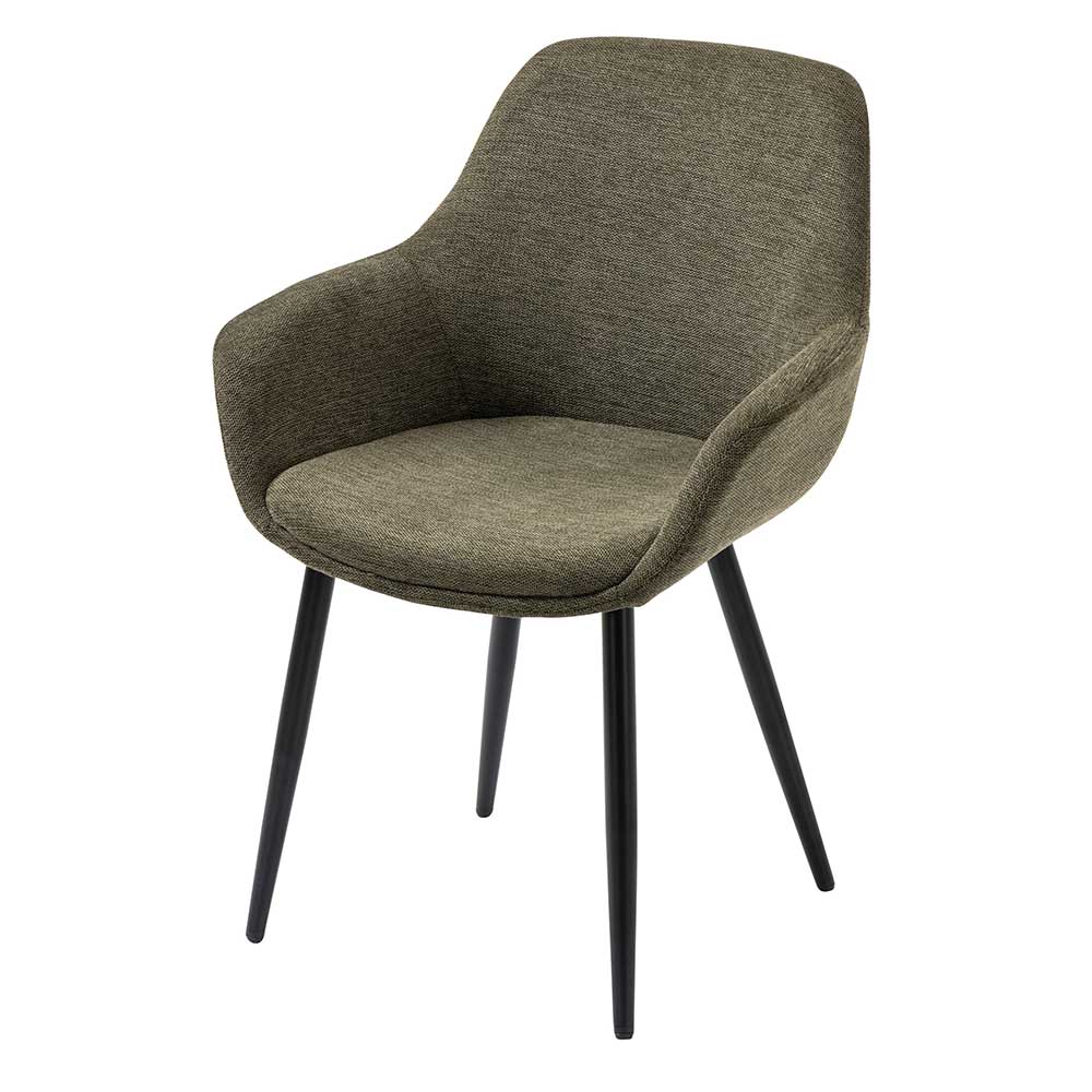 Esstisch Stühle Nelorena in Graugrün und Schwarz mit Webstoff Bezug (2er Set)