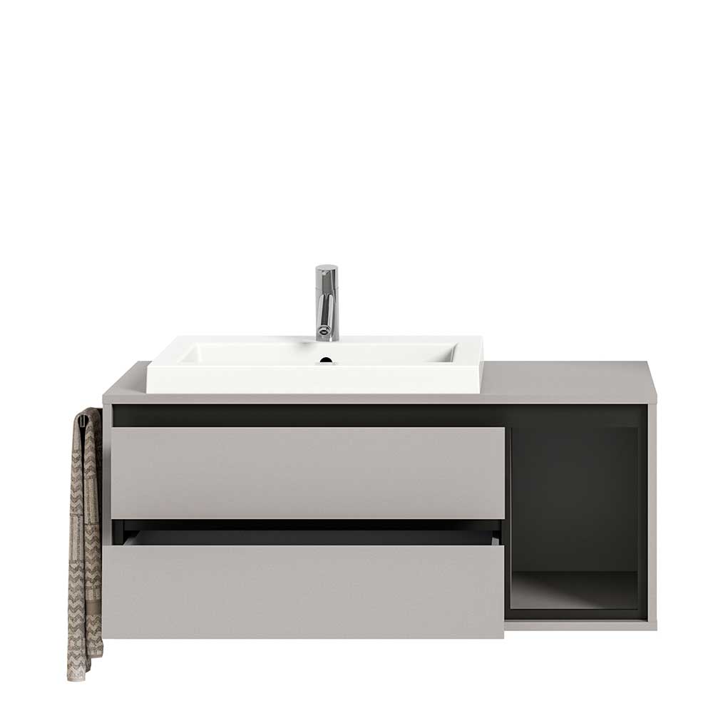 Badezimmermöbel Set Ristina in Grau und Schwarz 100 cm breit (zweiteilig)