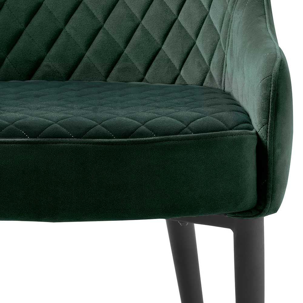 Vintage Esszimmer Sessel Alkatar in Grün Samt mit Armlehnen