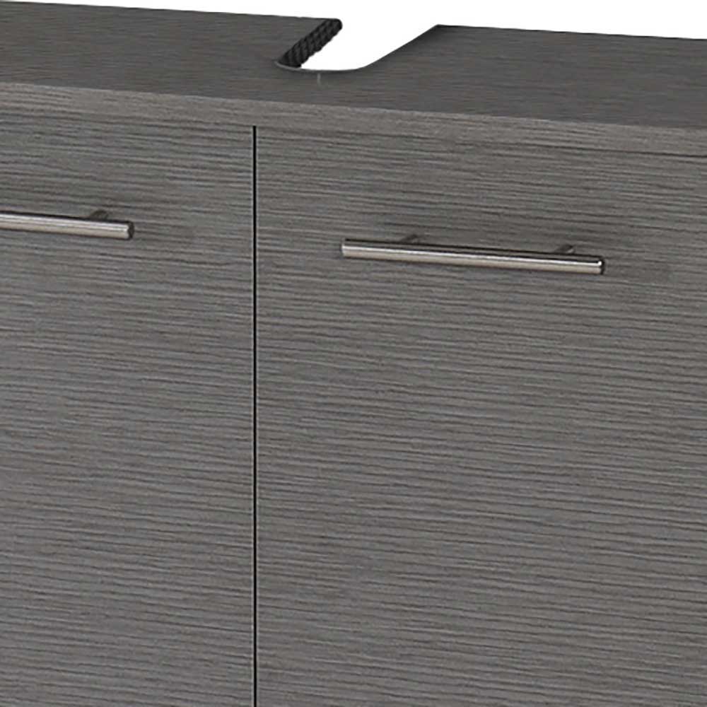 Rollbarer Waschbeckenunterschrank Ladrissa im Dekor Esche Grau mit 2 Türen