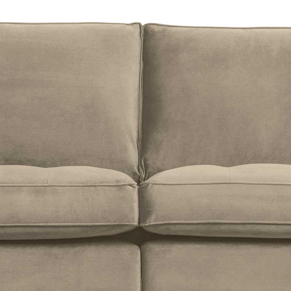 Dreisitzer Couch Opinaro in hellem Khaki mit Samt Bezug