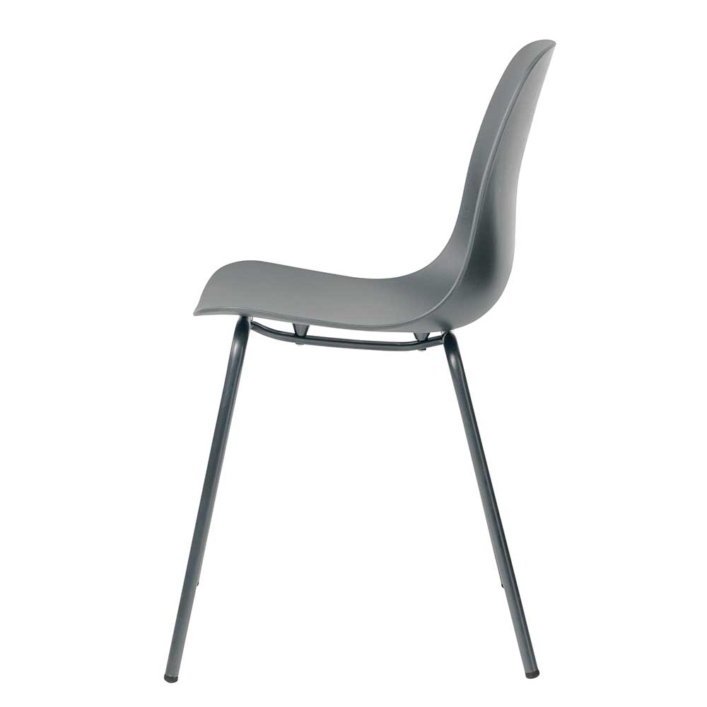 Esstisch Stühle Javirella in Grau aus Kunststoff und Metall (4er Set)