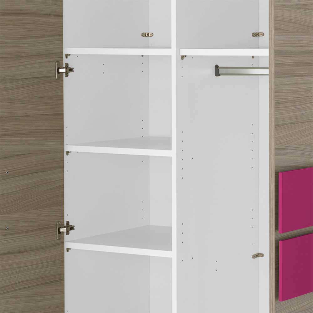 Design Kleiderschrank Vadrus in Holz Pink modern