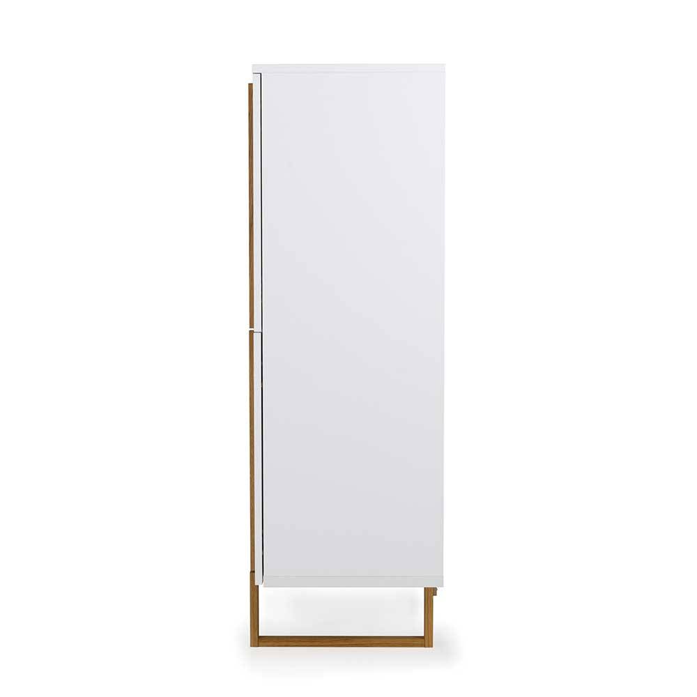 Türen Highboard Direscus in Weiß und Eiche 135 cm hoch
