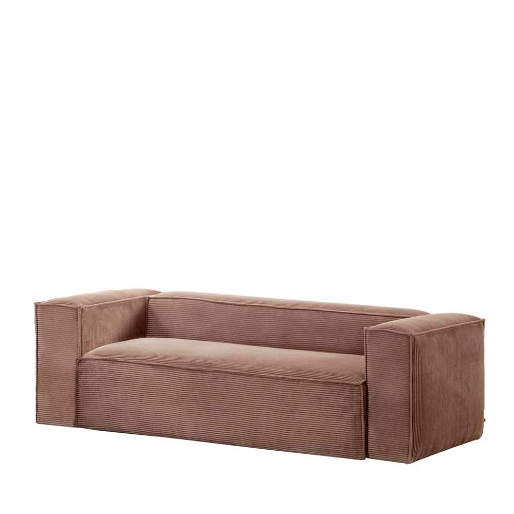 Zweisitzer Couch Pinja mit Cordbezug in Rosa