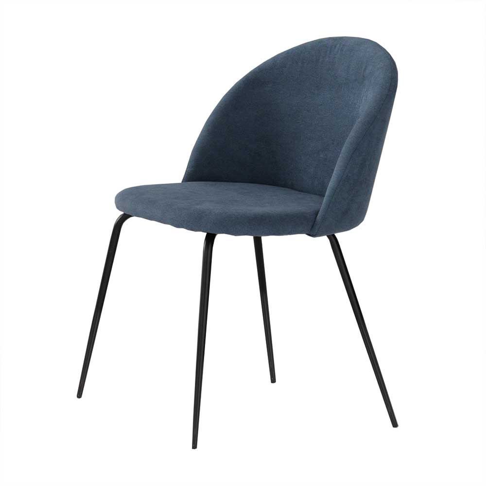 Esstisch Stühle Blaugrau Hanya mit Cocktail Lehne und Metallgestell (2er Set)