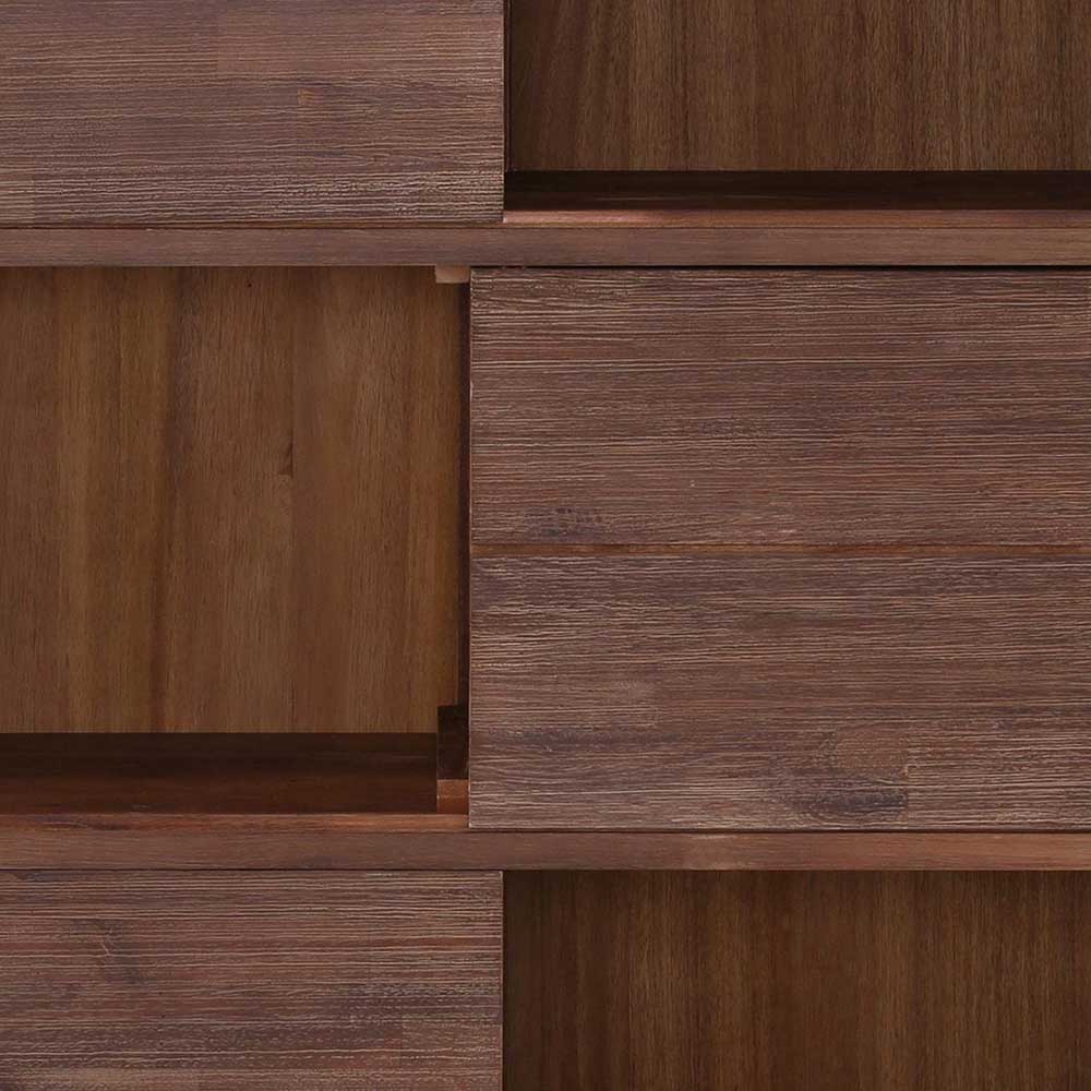 Akazie Massivholz Highboard Tuvian mit Schiebetüren 100 cm breit
