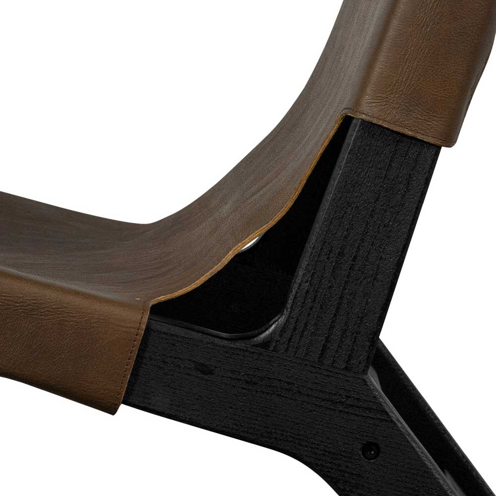 Retrostil Loft Sessel Rascilda aus Leder und Massivholz in Braun und Schwarz
