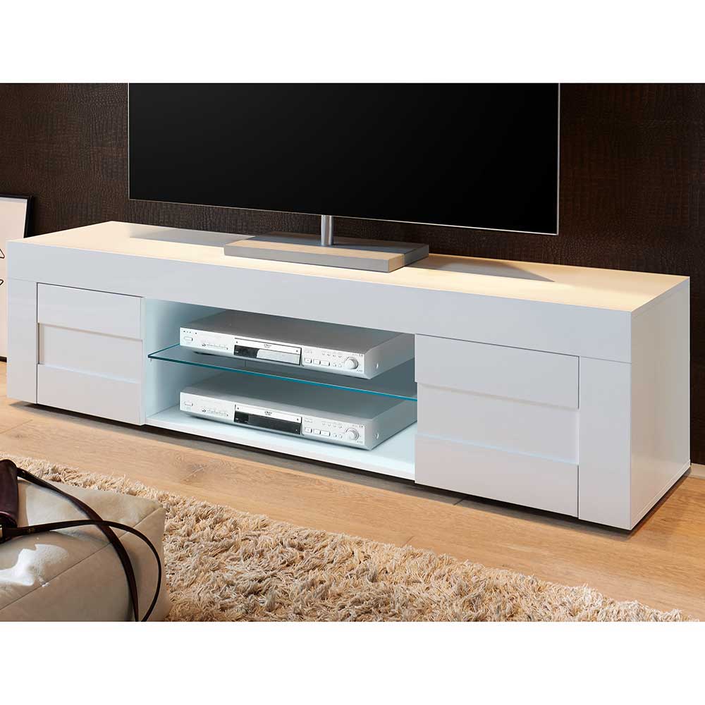 Fernseh Unterschrank Alborelo in Weiß Hochglanz 181 cm breit