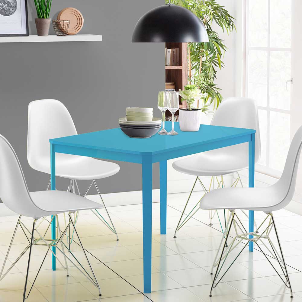 Knalliger Tisch Lesgon in Blau 110 cm breit