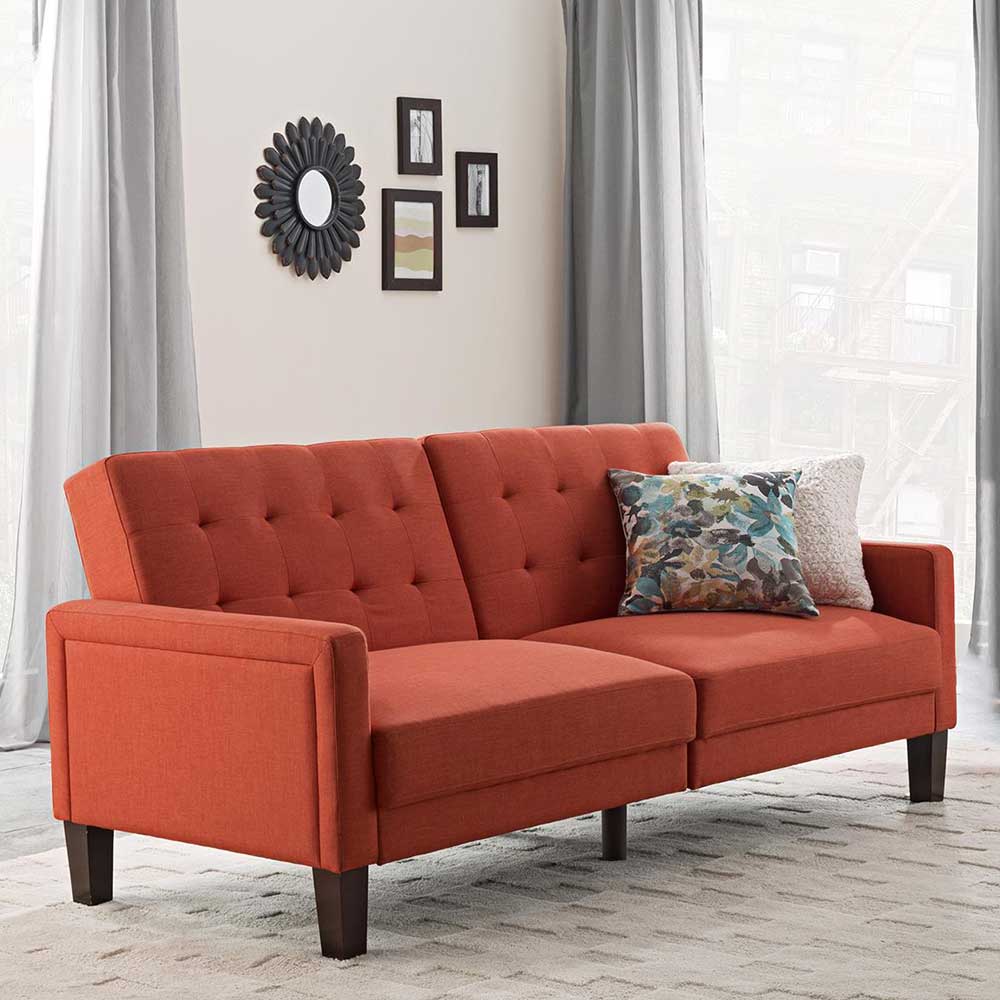 Ausklappbares Sofa Burn in Ziegel Rot 200 cm breit