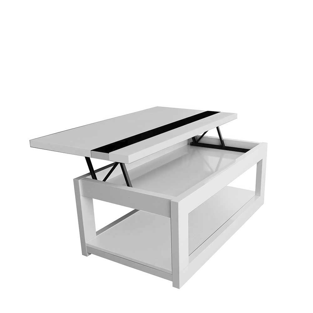 Wohnzimmer Tisch Idos in Schwarzgrau und Weiß höhenverstellbar