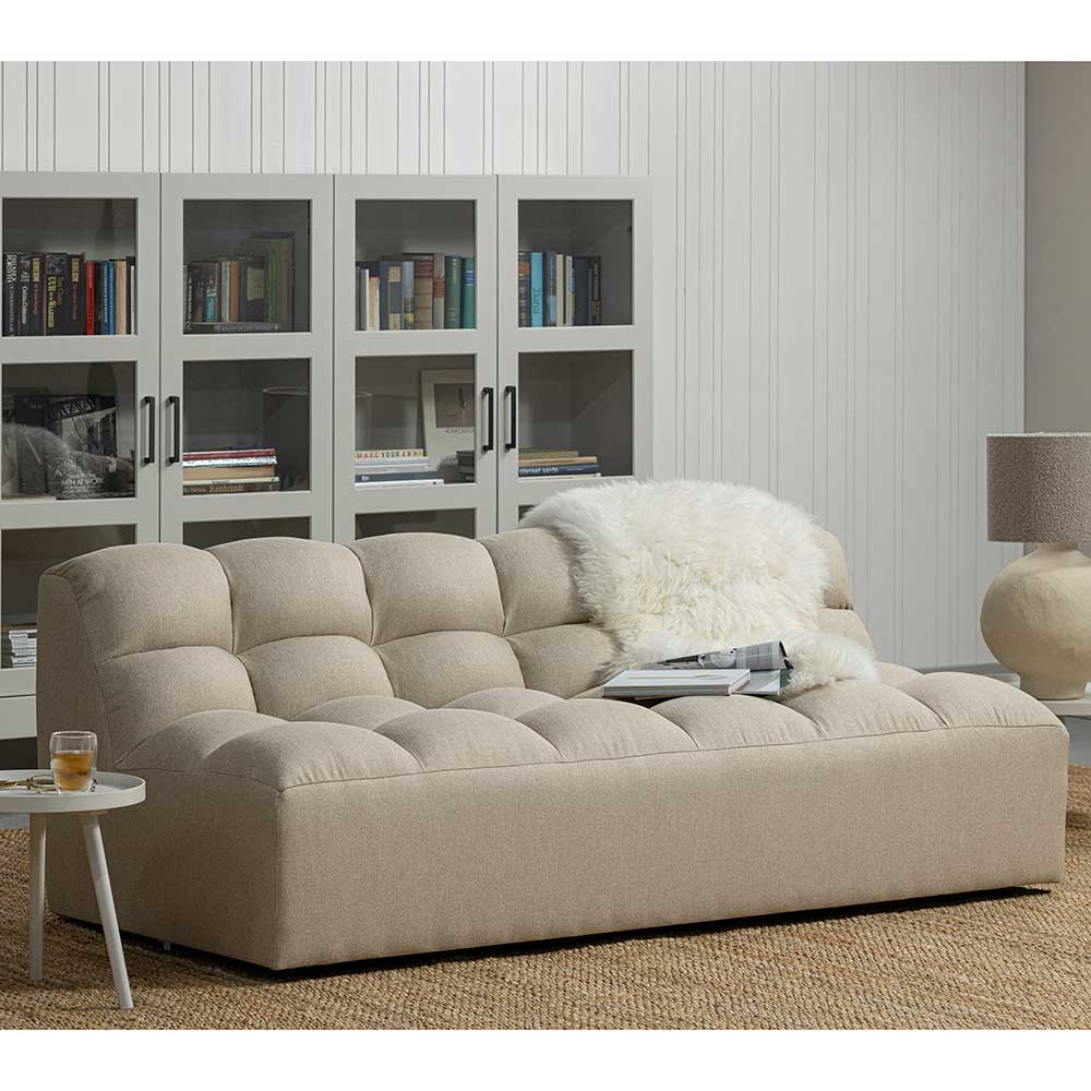 Wohnzimmer Couch Maganda in Beige Stoff mit 57 cm Sitztiefe