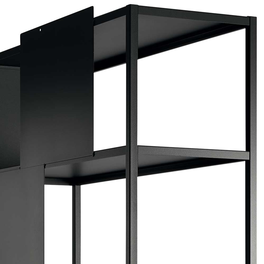 Design Regal Everton in Schwarz aus Stahl 200 cm hoch